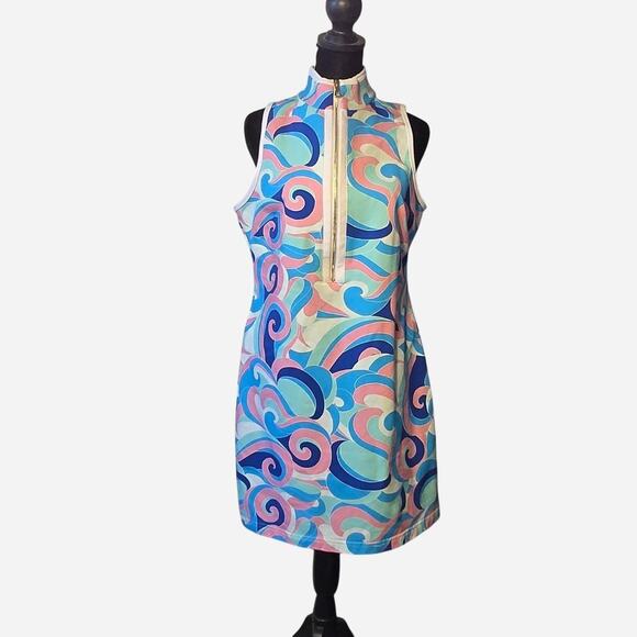 Boston Proper chic zip printed sleeveless dress size medium - Picture 1 of 8